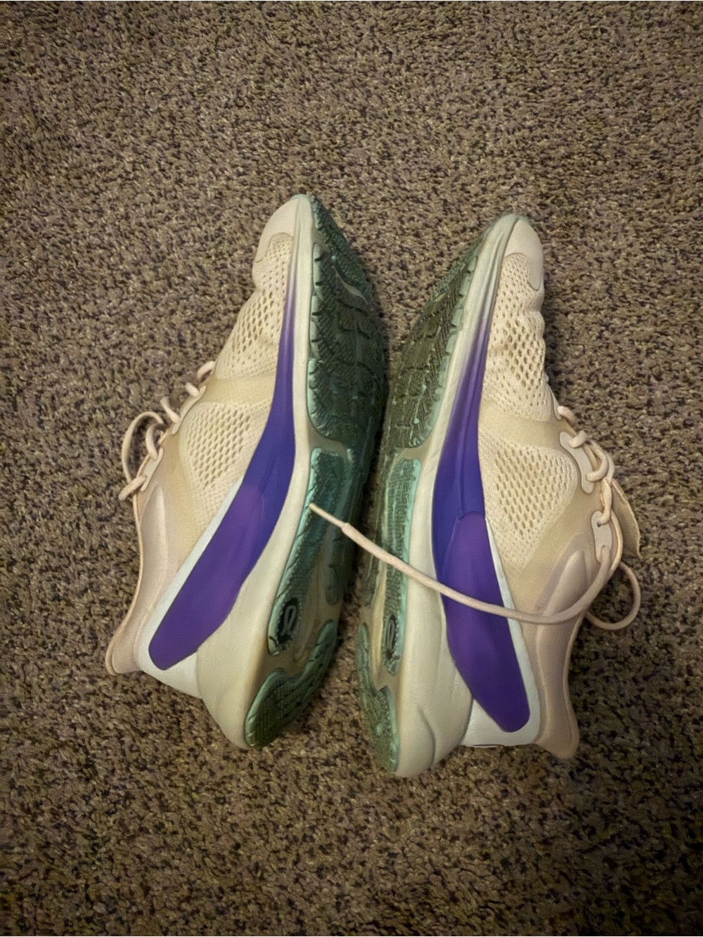 lululemon athletica Cream Mesh Running Shoes with Purple Stripe